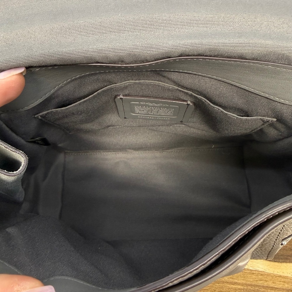 Coach Faye Convertible Backpack Gray Leather Turnlock 3 Way Bag Buffalo Embossed - Picture 10 of 16